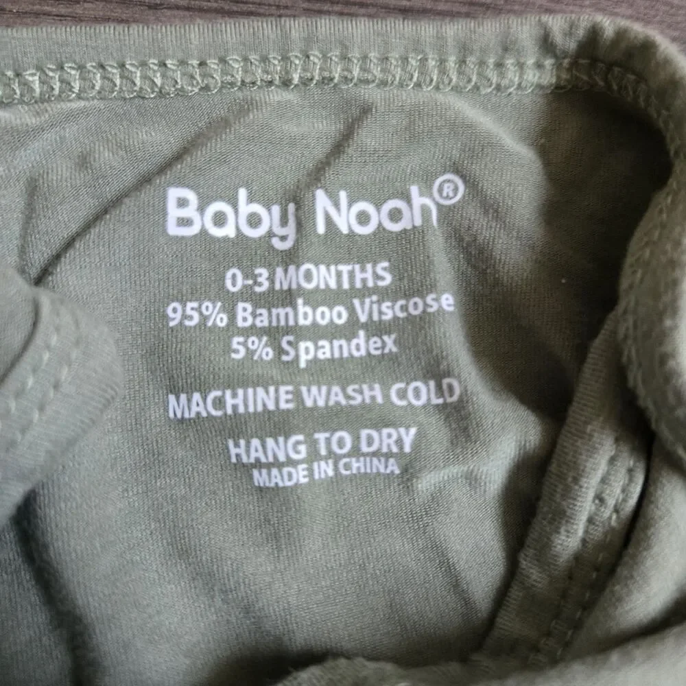 Baby Noah Bamboo Viscose Tied Knot Gown Sage Green Long Sleeve 0-3 Months NB